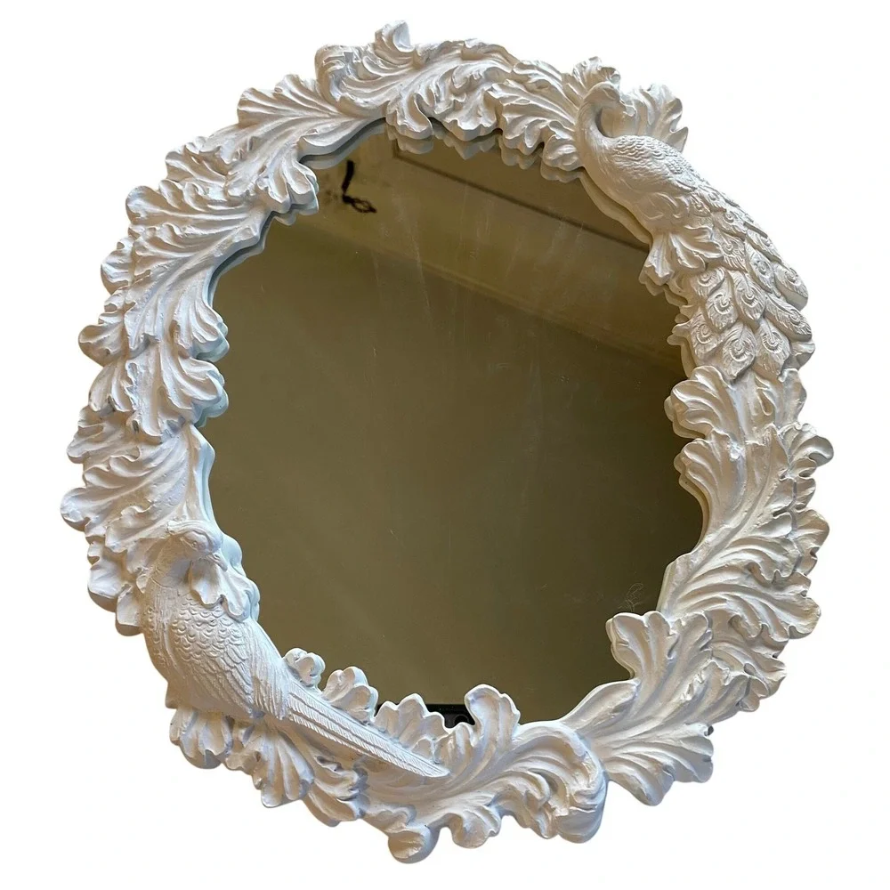 Anthropologie Regine Vanity Mirror White Ornate Flora and‎ Fauna Design NEW